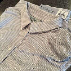 NEW Chef Works Contemporary Collection 3XL men's button front shirt, stripe